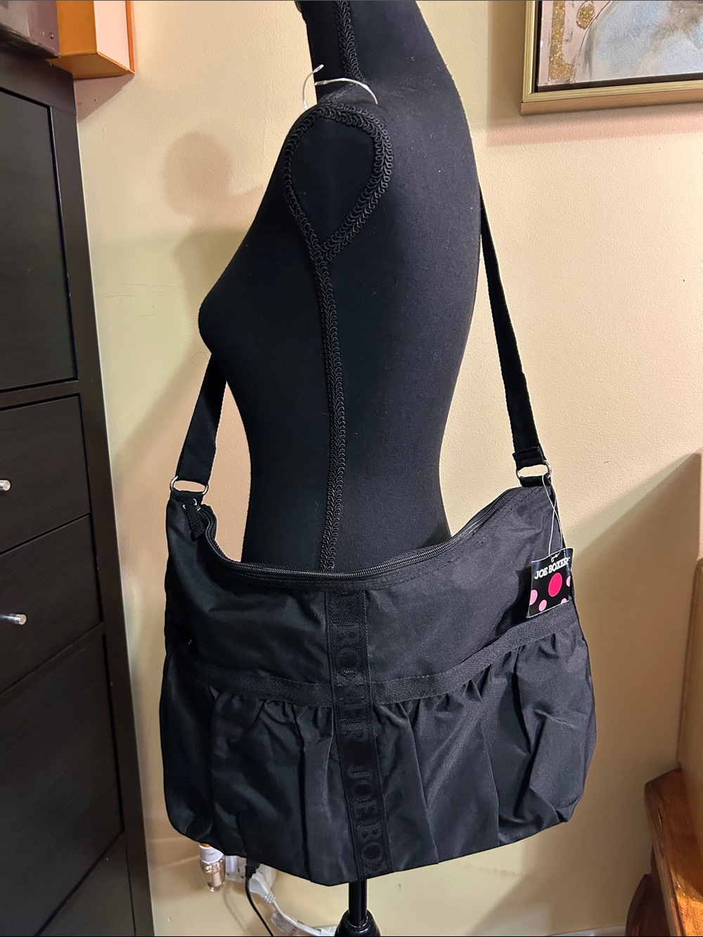 Joe Boxer Black Utility Messenger Crossbody Bag (NWT)